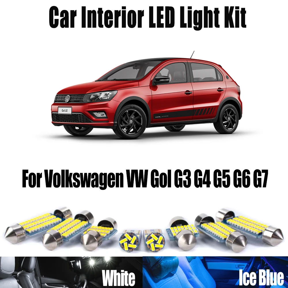 

For Volkswagen VW Gol G3 G4 G5 G6 G7 Canbus LED Bulbs Interior Map Dome Trunk Ceiling Light Kit Car Accessories Sun Visor Lamp
