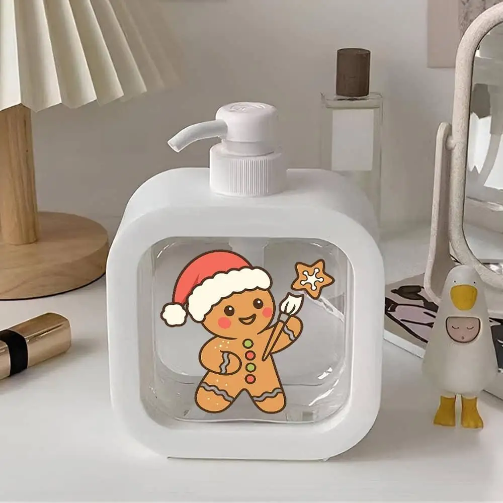 Gingerbread Christmas Soap Dispenser: Pump, wall-mounted – bathroom/kitchen, hand soap/lotion set.