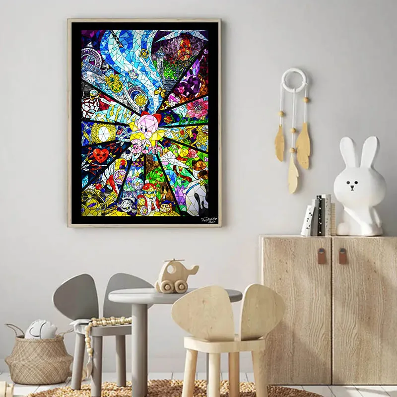 Cartoon Cute Character Kirbys Game Poster Canvas HD Print Wa