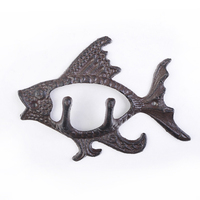 Goldfish Hollow Cast Iron Double Hook Creative Wall Hanging Retro Style Strong Load-bearing Hook Courtyard Garden Decoration