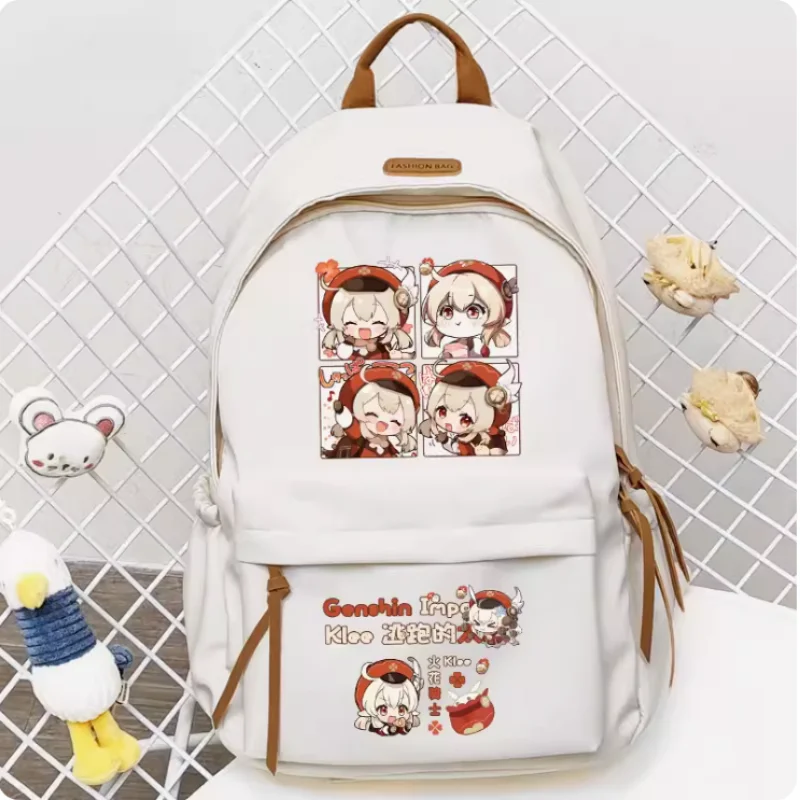 Anime Genshin Impact Klee Sac à dos de grande capacité pour filles, sac de voyage, cartable pour garçons et adolescents