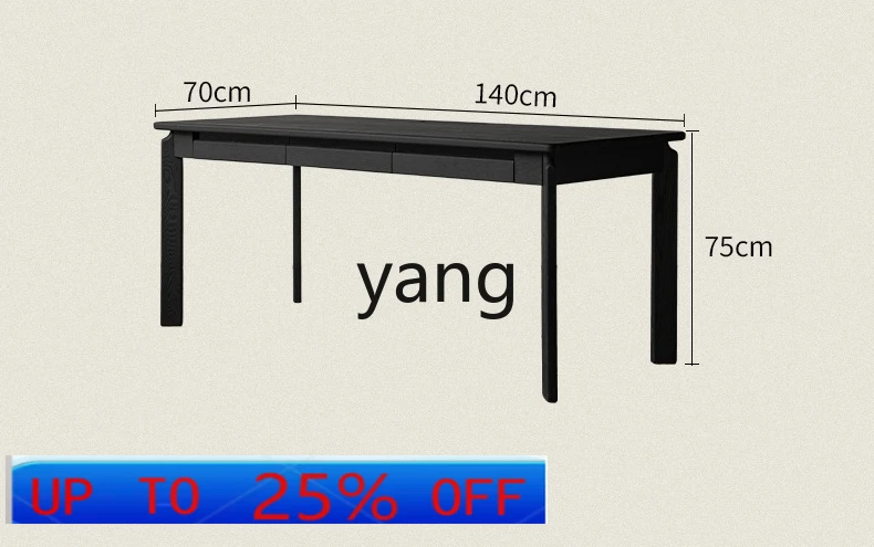 

LMM solid wood black Italian minimalist computer desk household long table living room study desk