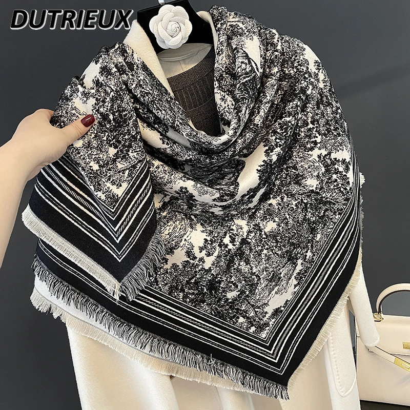 

Large Square Scarf for Women Thickened Oversized Shawl in Spring and Autumn Simple Warm New Scarfs for Lady 2025 New Fashion