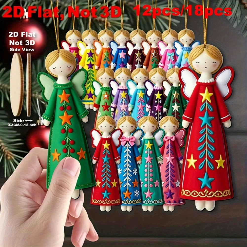 

8 Wooden Christmas Ornaments with Angel Festival Design Sustainable Material for Holiday Tree Decoration and Seasonal Displays