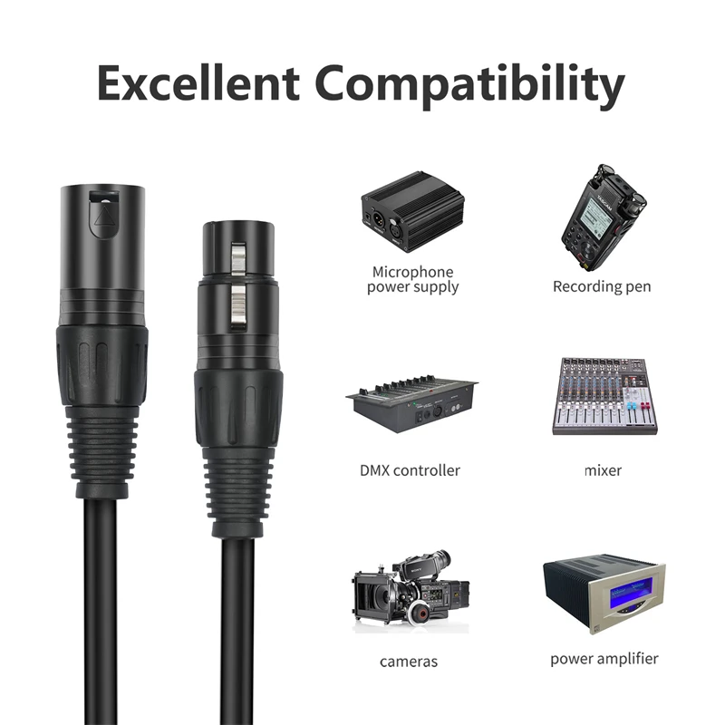 XLR Splitter Cable Male to Dual Female Y-Splitter Sound Cannon Microphone Cables for Amplifier Mixer XLR Balanced Extension Cord