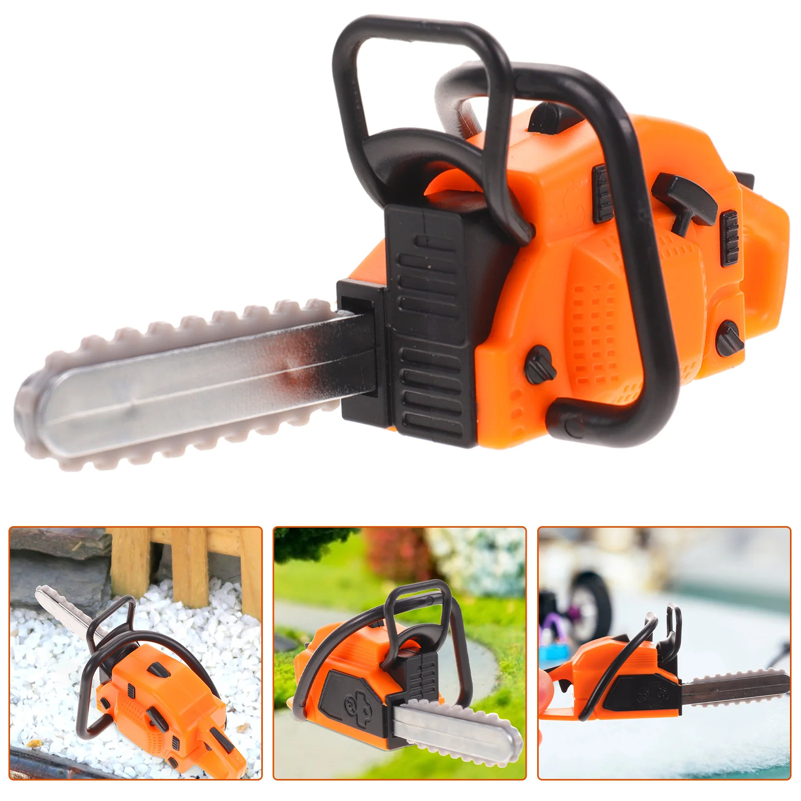 ตุ๊กตา Chainsaw Miniature ตกแต่ง Tiny จําลอง Pretend อุปกรณ์เสริมกลางแจ้งไฟฟ้า Pvc