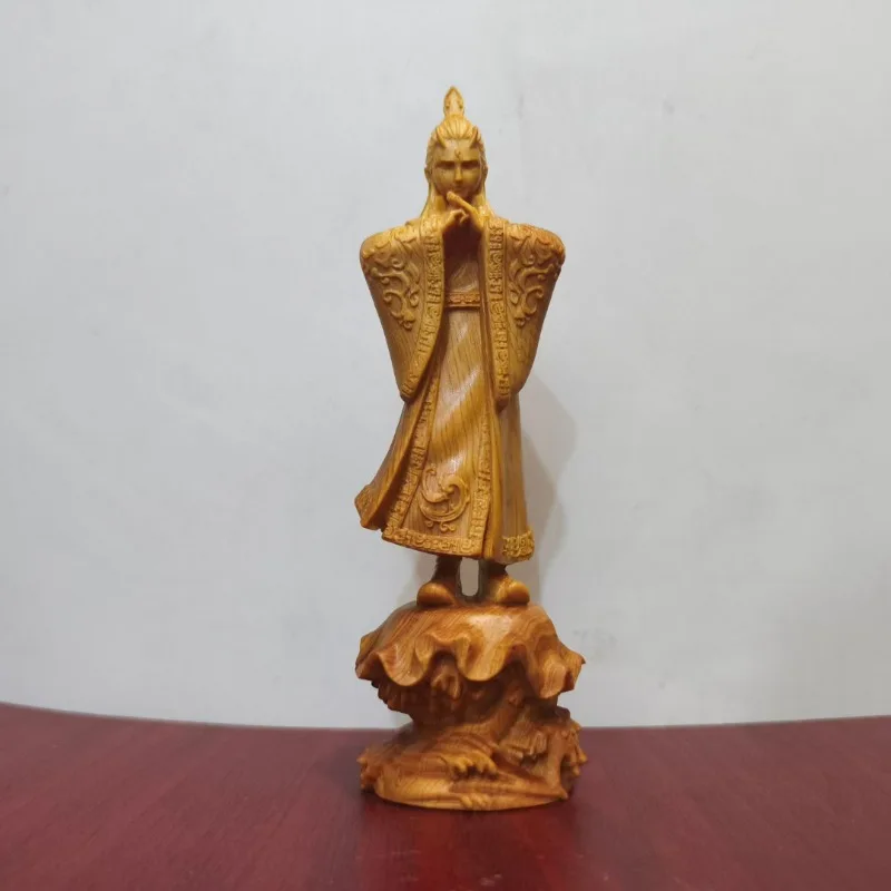 Hand-Carved Cliff Cypress Ao Bing Statue - 6.3