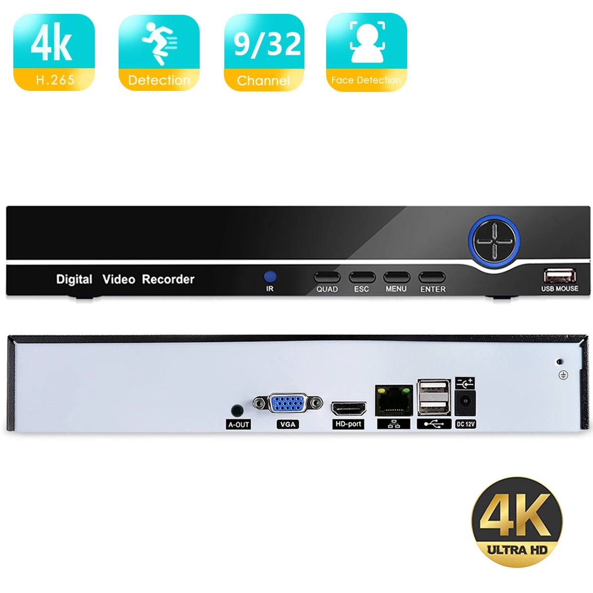 

BESDER H.265 AI 4K Output CCTV NVR 16CH 4K/ 9CH 32CH 4K Security Video Recorder H.265 Motion Detect P2P CCTV NVR Face Detection