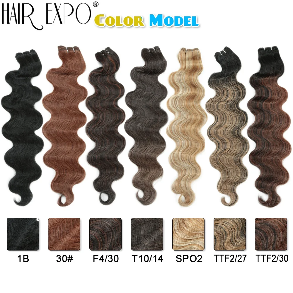 Bio Body Wave Hair Bundles 24Inch Piano Blonde Natural Synthetic Hair Extensions Ombre Thick Ponytail Loose Deep Hair Weaving image 2