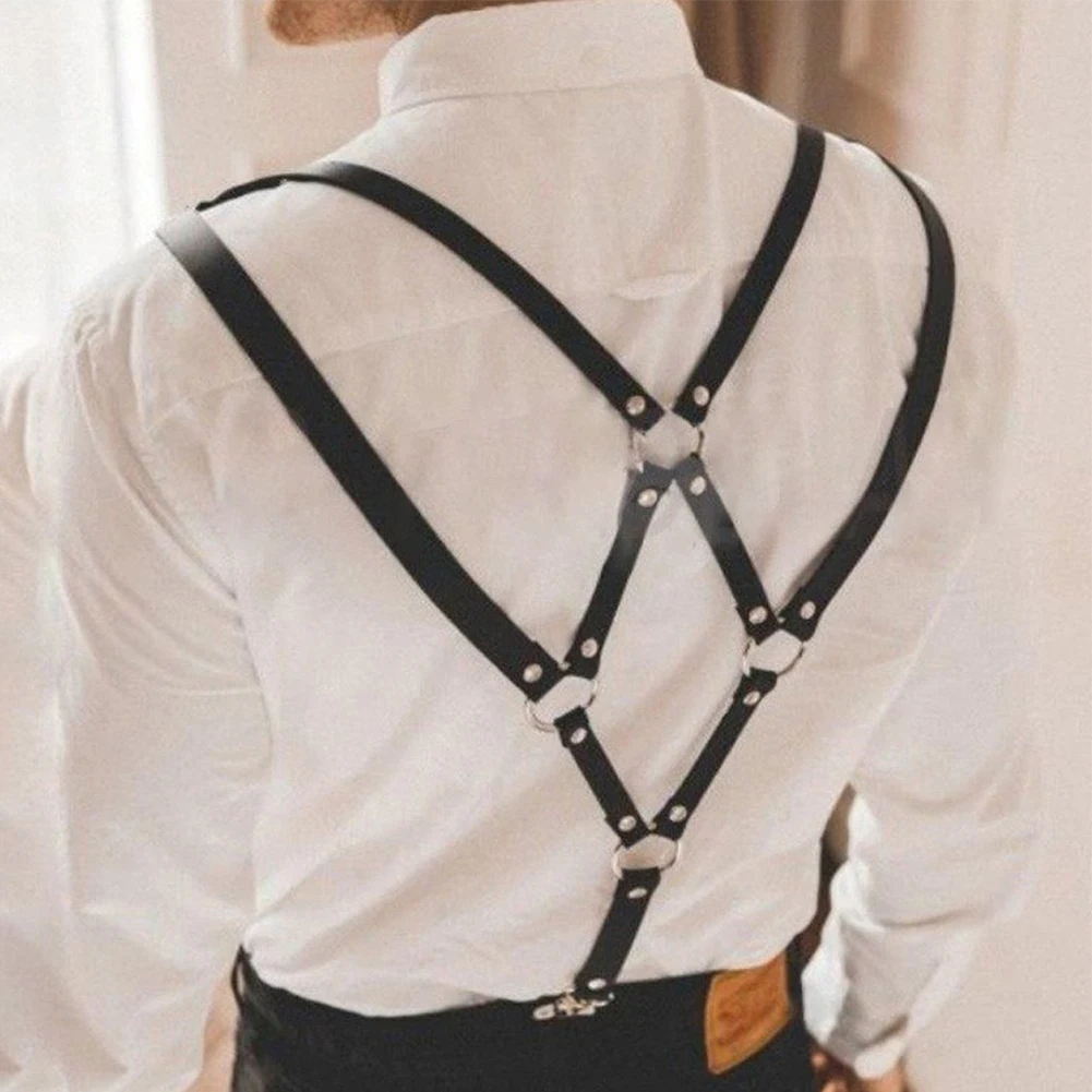 Men PU Leather Sexy Chest Body Harness Straps Lingerie Bondage Clubwear Costume Body Harness Sexy Gay Strap Erotic Accessories