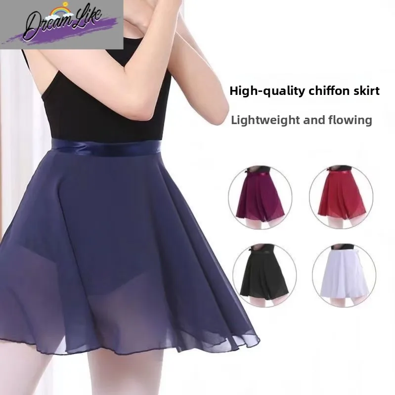 Double Layer Ballet Dance Skirt Onesie Chiffon Gymnastics orm Skirt for Dance Teachers Polyester Material