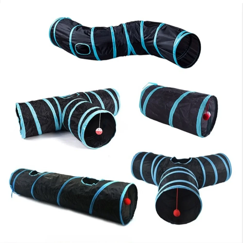 Cat Tunnel Toy Foldable Collapsible Interactive Tube with Peep Hole Ball Indoor Kitten Play Tunnel Boredom Relief Pet Supplies