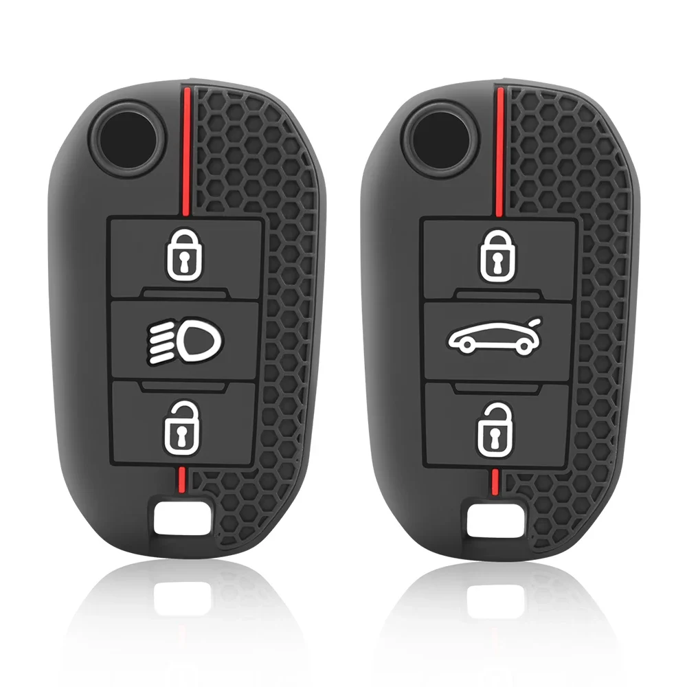 Silicone Car Key Case Cover Shell Fob Holder For Peugeot 308 408 508 2008 3008 4008 5008 For Citroen C4 C6 C3-XR Accessories