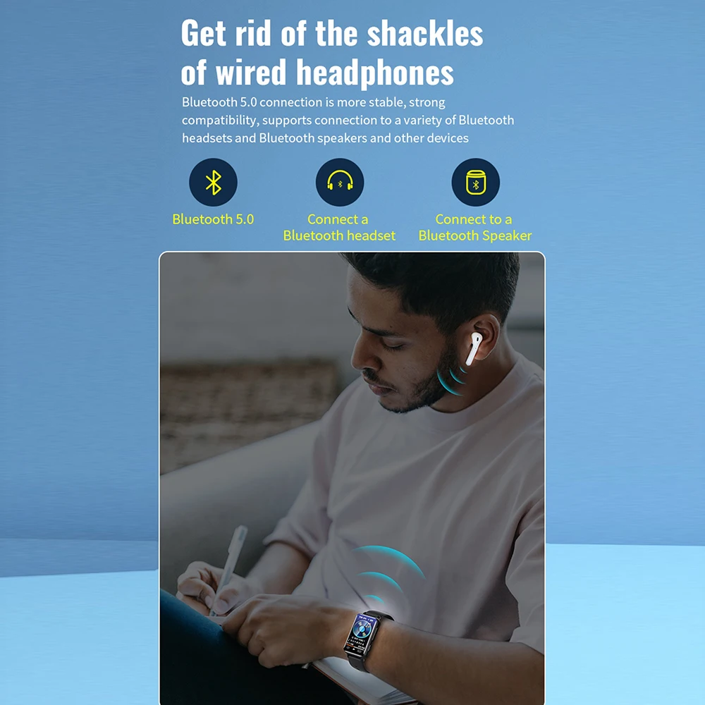 بلوتوث هد ساعة ذكية ، ساعة ذكية الموضة ، الفيديو ، الموسيقى ، هد ، إلغاء الضوضاء ، تسجيل الصوت ، الكتاب الإلكتروني ، عرض الصورة ، مشغل MP3 ، 1.47 "، جديد