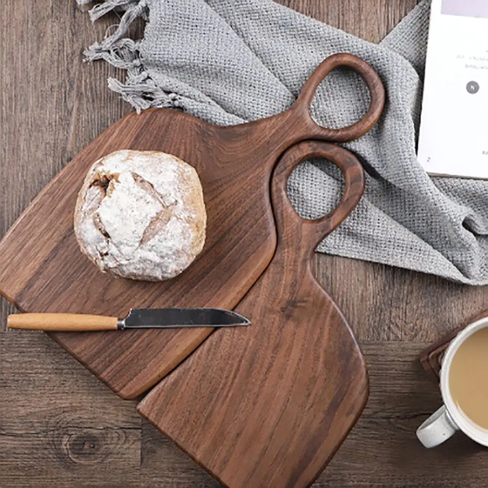Natural Walnut Acacia Wooden Chopping Block Kitchen Serving Tray For Steak Bread Fruit Decorative Food Display Platter
