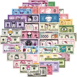 10/50pcs Cute Funny Sanrio Cash Money Graffiti Stickers Decals DIY Luggage Laptop Notebook Diary Phone Decoration Sticker Toy