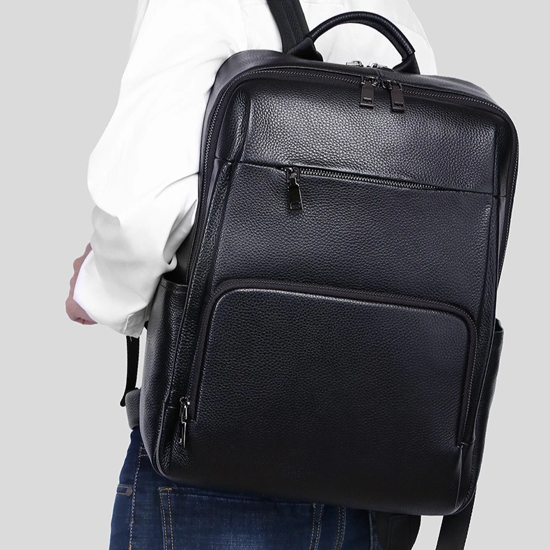 2027 New Fashion Luxury Brand Real Genuine Leather Men Backpacks Student Backpack Boy Luxury 14 Inch Computer Laptop Bag