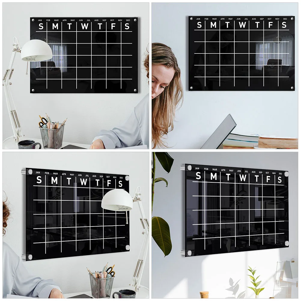 

Message Note Board Reusable Calendar Wall Organiser Notebook Calendars Black Clear for Office