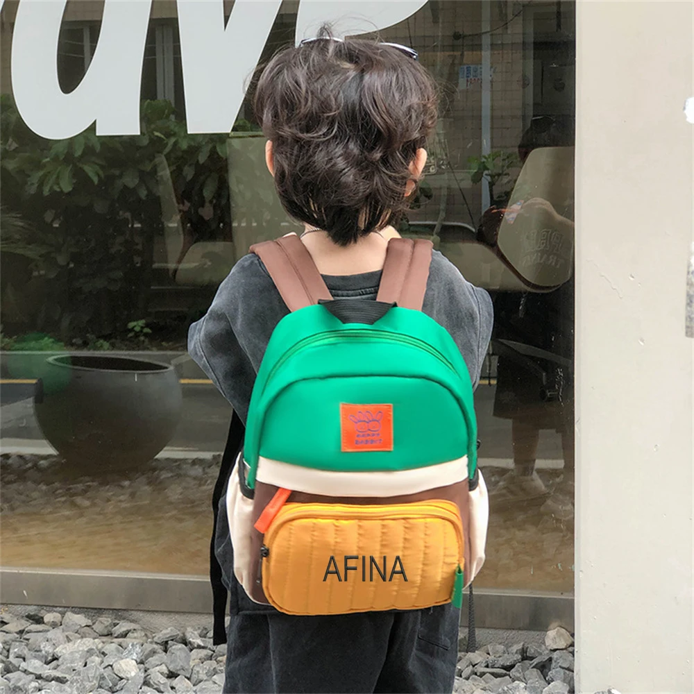 New Personalized Embroidered Kids Backpacks Girls Boys Kindergarten Elementary School Customized Name Lightweight Kids Bookbags