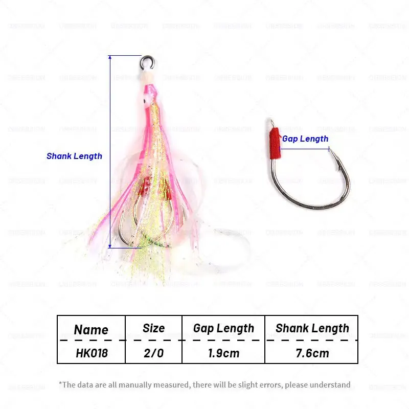 AS 5pairs Barbed Hook Double Hooks Glow Octopus Soft Squid Skirts Lure Fishing Hooks Jig Metal Bait Pesca Assist Hook Tackle