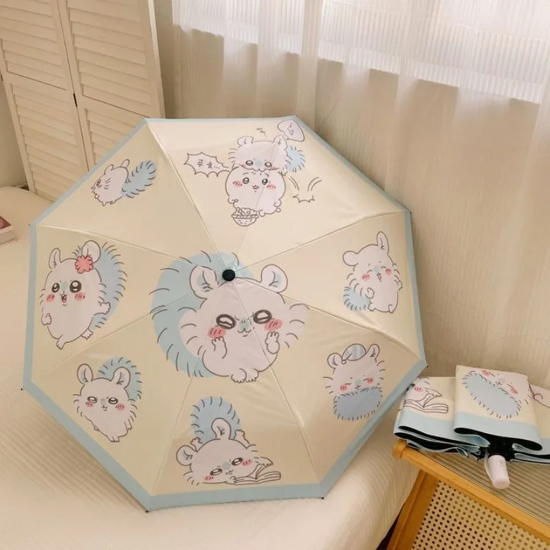 Chiikawa momonga anime peripheral creative cartoon cute print rain or shine student portable folding sun protection umbrella