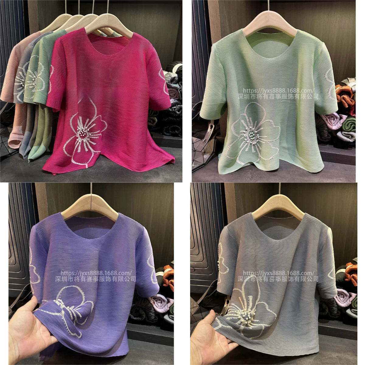 

Miyake Fold 2025 New Summer Round Neck Fold T-shirt for Women, Casual Large Size, Simple Short Sleeve Top for Women Pleated