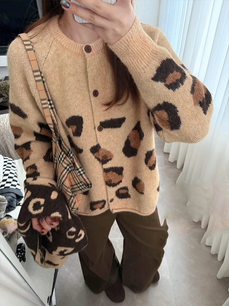 

Korean Sle Thiened Leopard Print Scarf Women's Autumn Winter Knitted Sweater Unique Beautiful Top Trendy Color Blo Design
