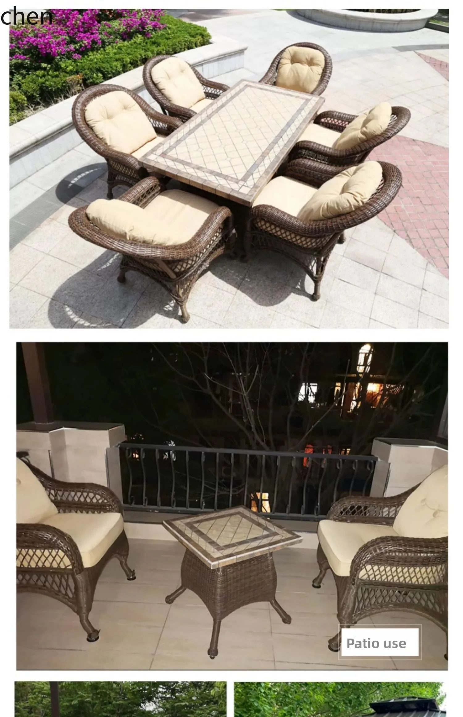 a5 Rattan Chair Marble Tabletop Coffee Table Garden Courtyard casual Balcony Table and Chair