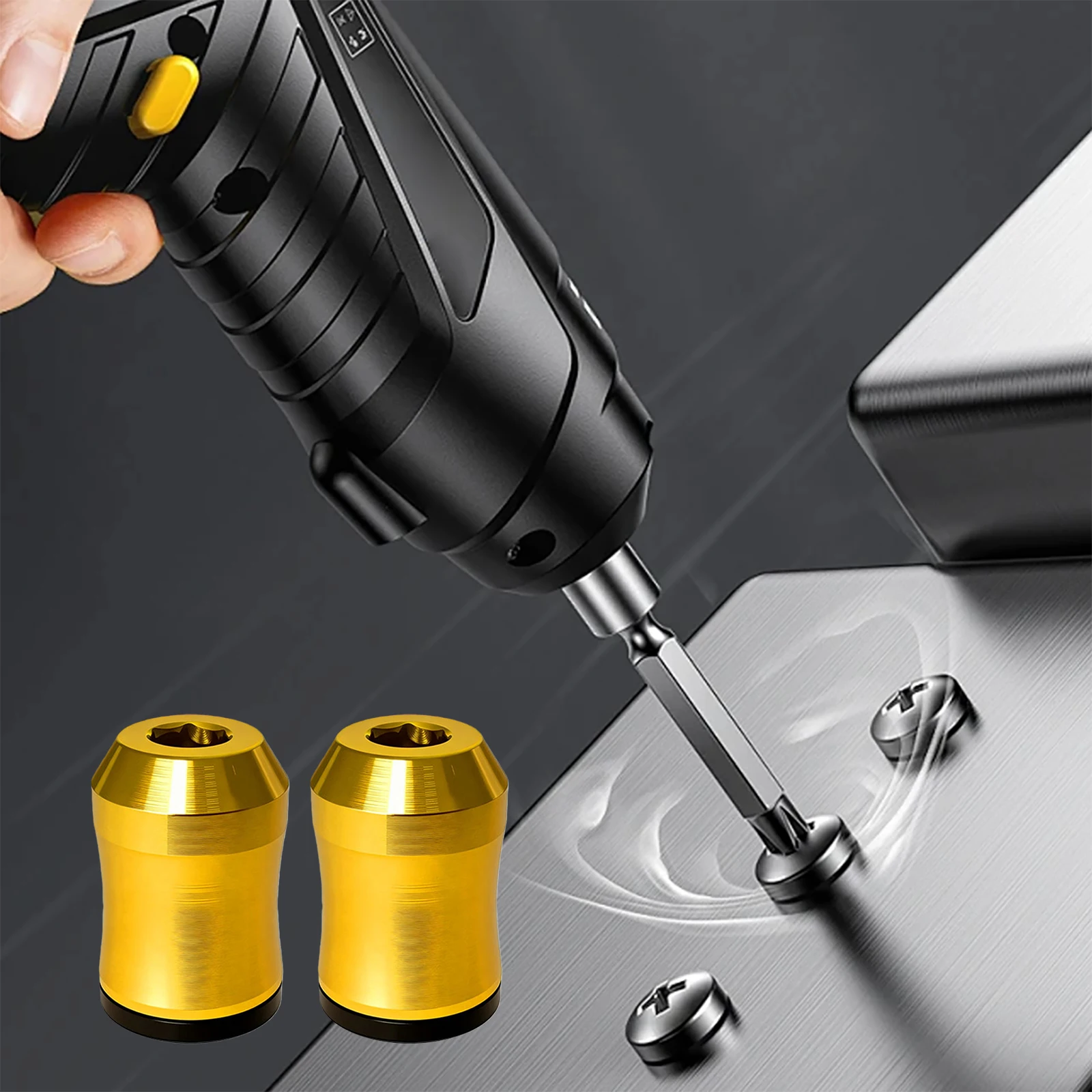 

2Pcs Universal Magnetizer Aluminum Alloy Magnetic Ring Impact Screwdrivers 6.35mm Anti-Slip for Mechanic Carpenter DIY Repair