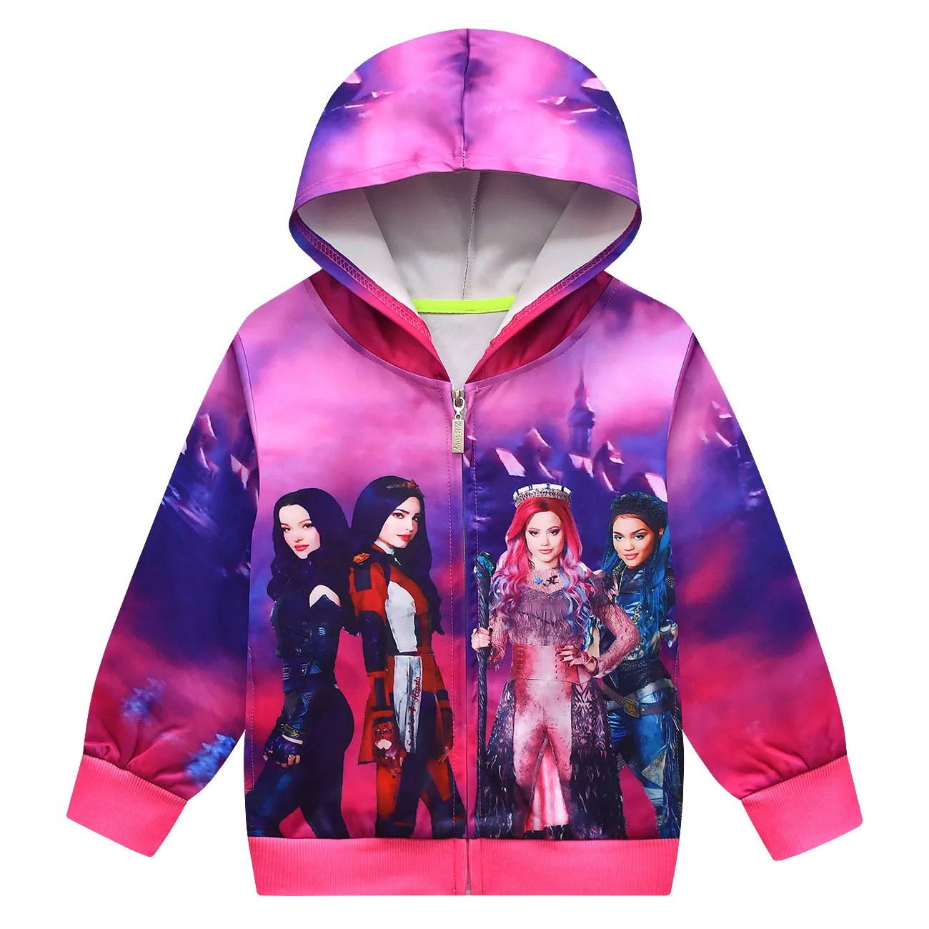 Ropa con capucha para niños, Tops de manga larga, sudaderas versátiles, chaqueta con cremallera para niños, Descendants 3, primavera y otoño