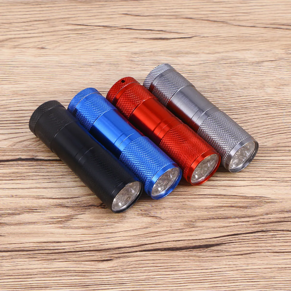 4Pcs Portable Uv Flashlight 9 LED Aluminum Mini Torch Light Water Resistant for Fluorescent Ink Notes Glass Crack Detection