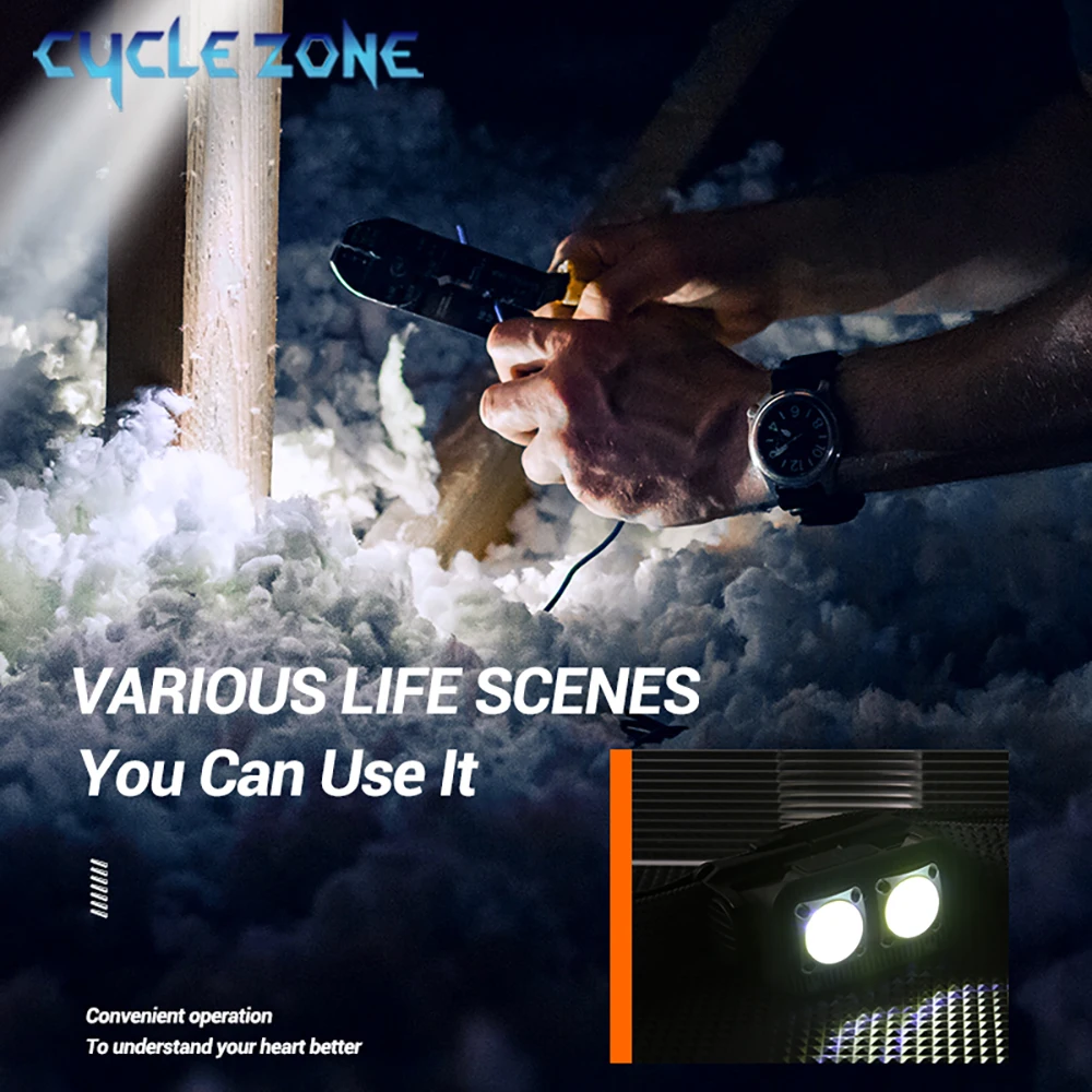 LED Sensor Headlamp TYPE-C Rechargeable COB Head Flashlight Outdoor Camping Fishing Headlight Portable Working Emergency Lantern