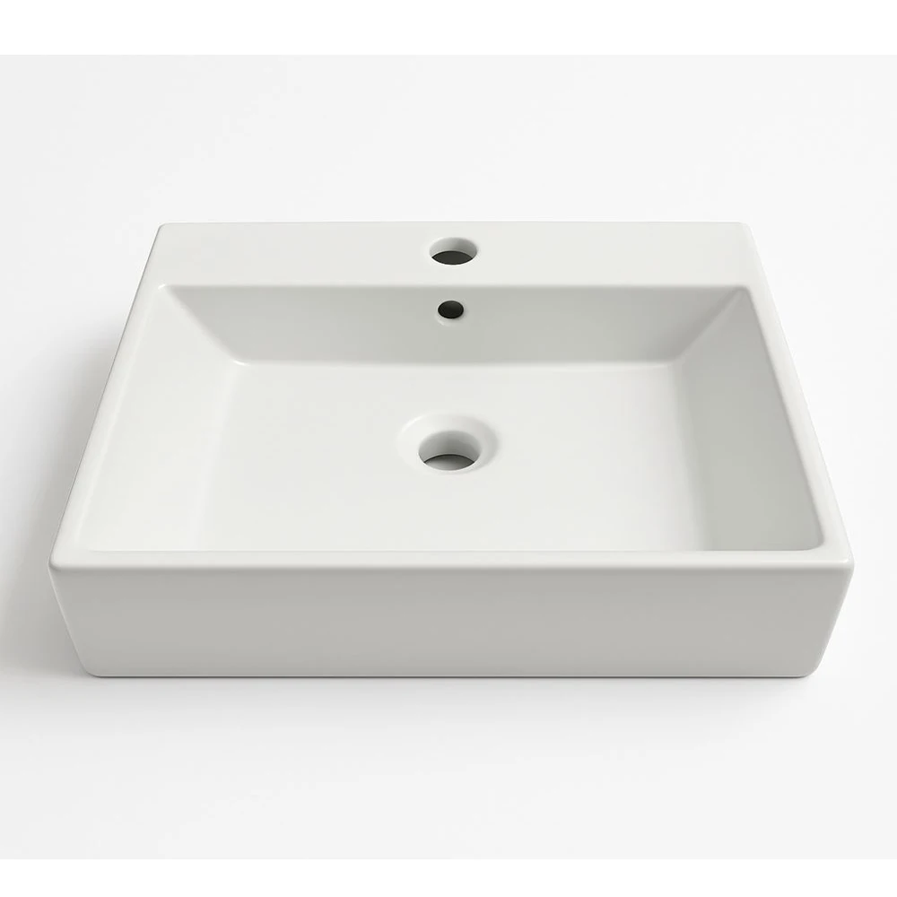 Glossy White Ceramic Bathroom Sink 53x41x15 cm Single Pack Vanity Sink for Home Hotel