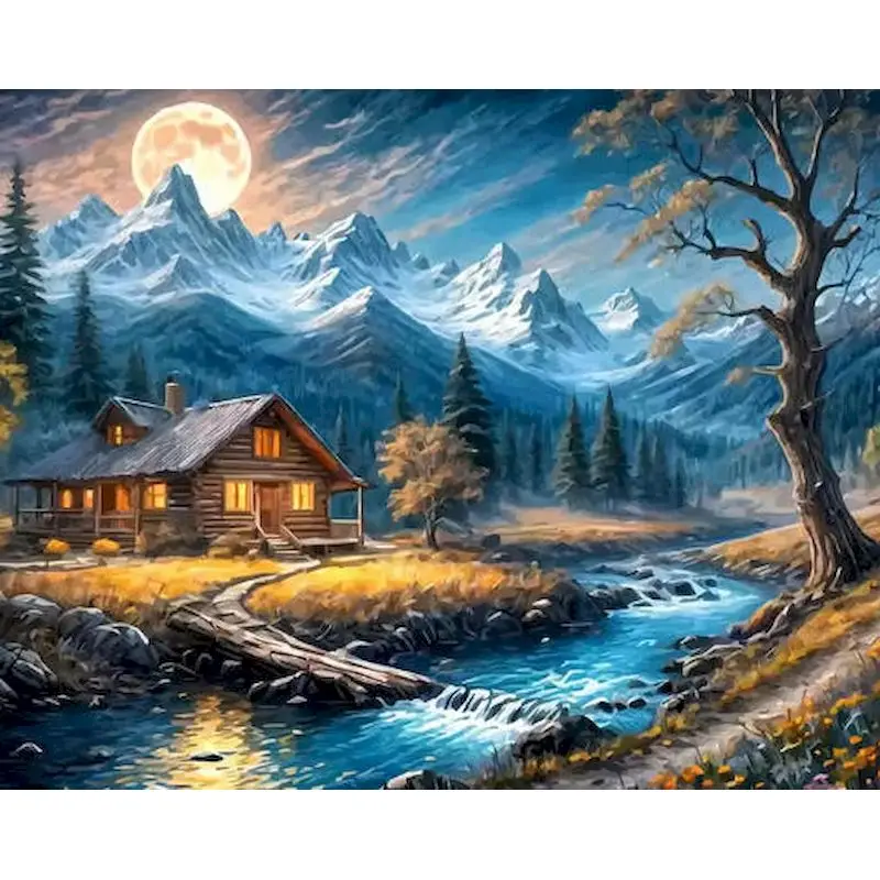 

GATYZTORY village Paint By Numbers For Adults Paint With Numbers Landscape for Adults Beginners Kits Markers By Numbers
