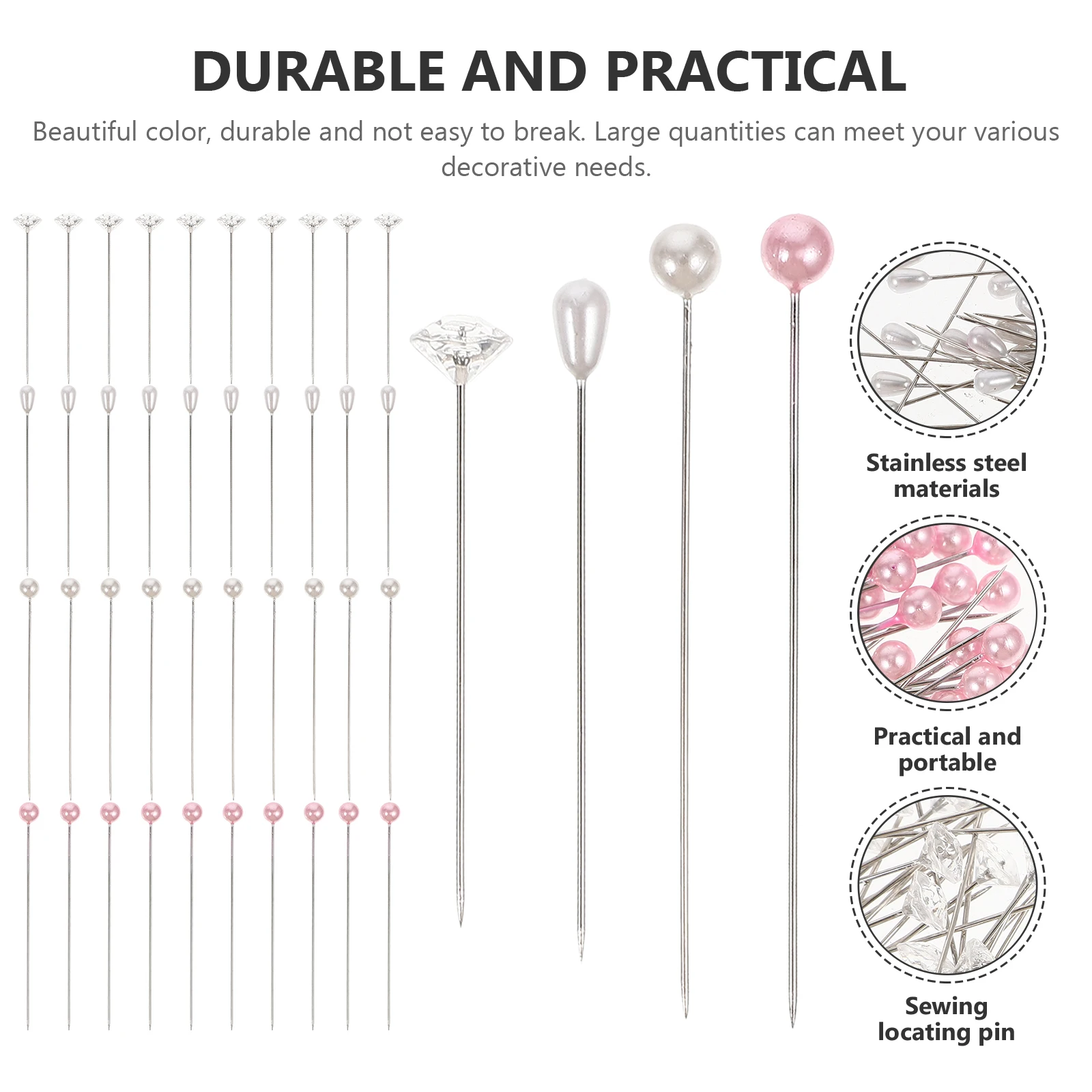 

200pcs Pins Pins Quilting Fabric Durable Supplies Large Sewing Jewelry Making Flower Bouquet Corsage Stick Diy Sewing Straight