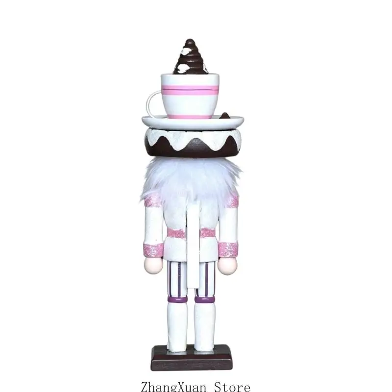 Weihnachts-Dessert-inspirierte Nussknacker-Figur aus Holz, Dekor, 25,4 Tischakzent mit quadratischer Basis für Kaffee – Detail 3