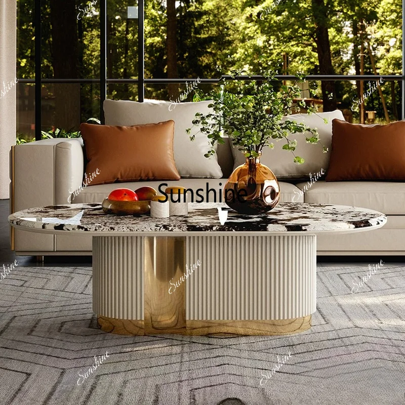 

Light luxury marble coffee table small apartment living room home villa high-end coffee table