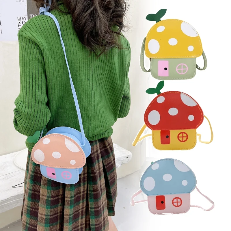 حقيبة كارتون الفطر لطيف بو الجلود محفظة كروسبودي للنساء الفتيات العصرية حقيبة كتف صغيرة محفظة الموضة الإكسسوارات