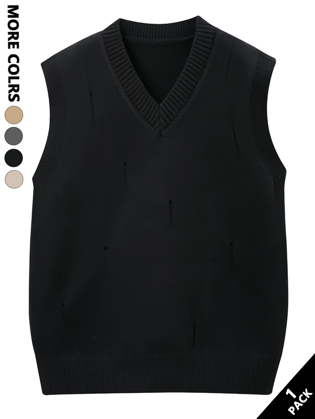 

2025 Новый мужской классический однотонный многослойный высококачественный вязаный жилет-свитер