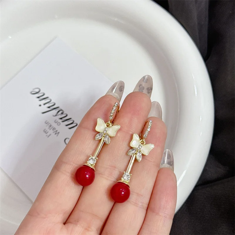 Romantische lila Schmetterling Tropfen Ohrringe für Frauen glänzende Strass Kristall lange Quaste Ohrringe zarte Hochzeit Party Schmuck – Detail 17