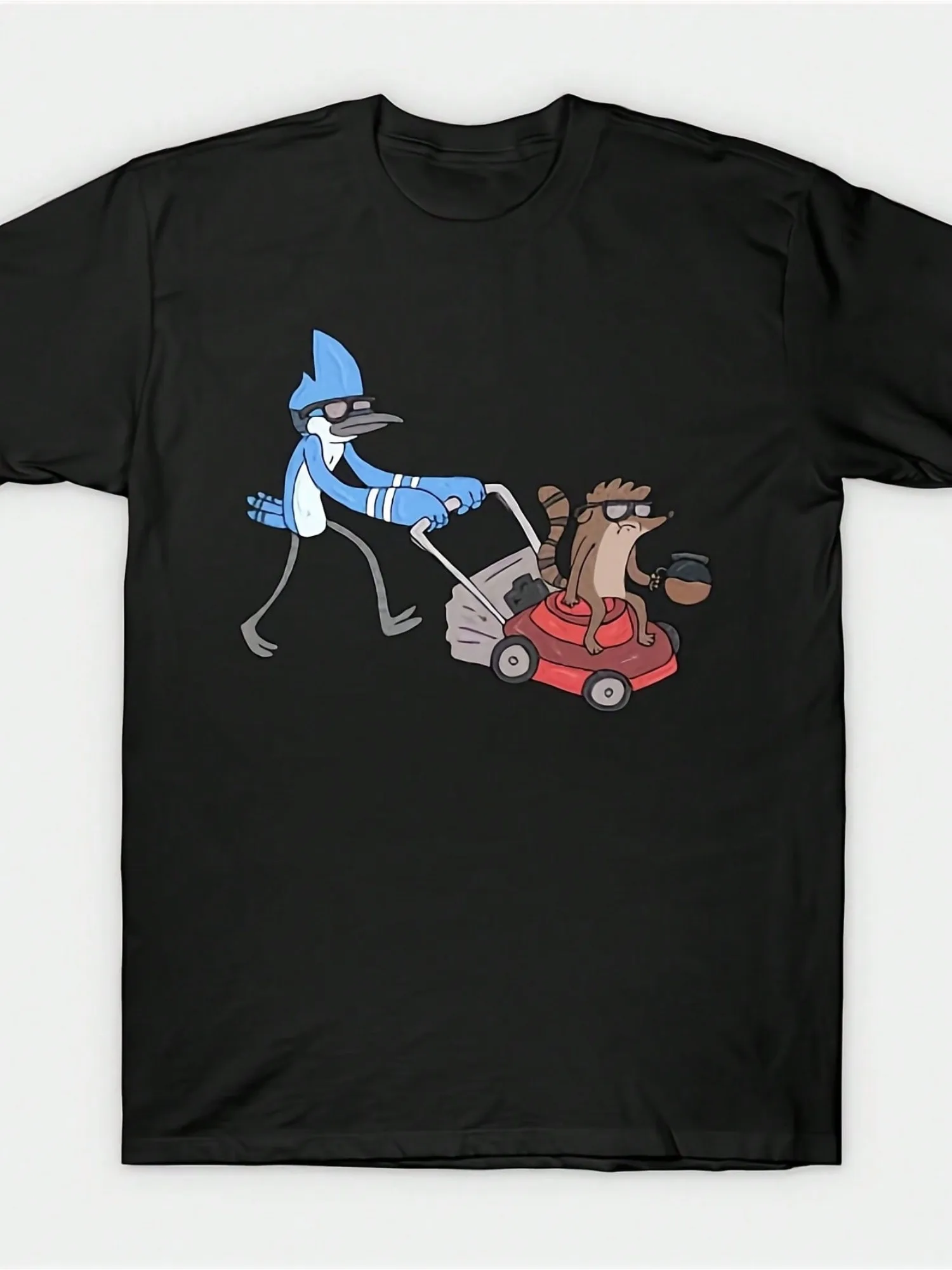 

Футболка с рисунком Regular Show Coffee Mower — высококачественный хлопок с коротким рукавом и круглым вырезом