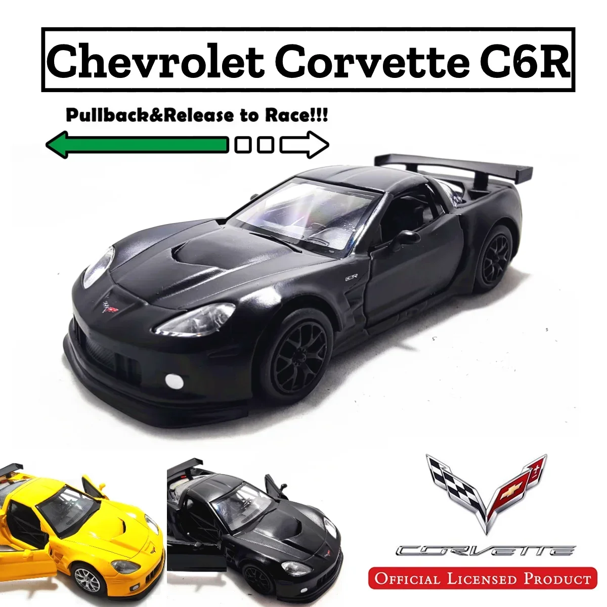 1:36 Scale Chevrolet Corvette C6R C7 Replica Diecast Model Car Interior Decoration Collection Gift for Boy and Toy Car Collector