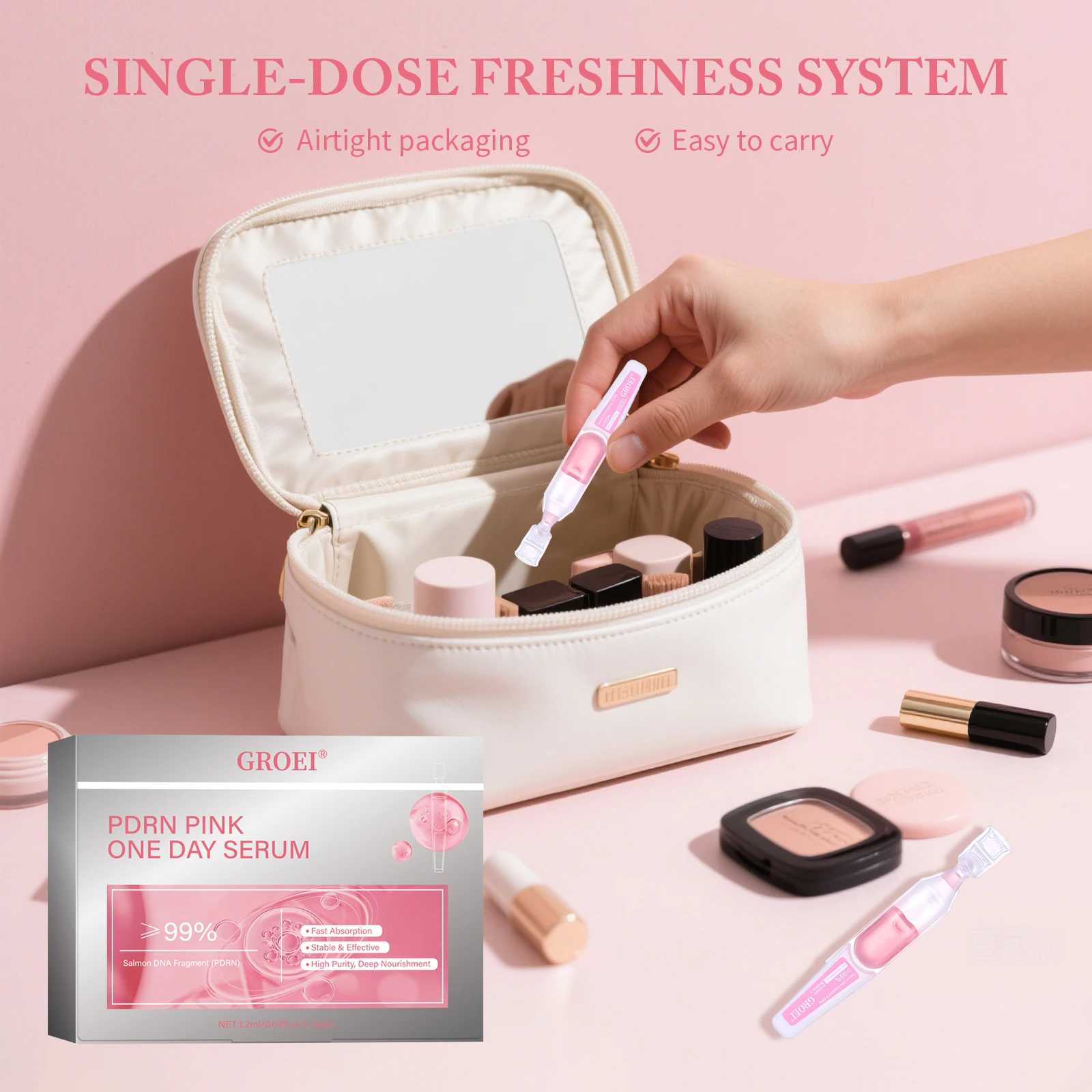 

10 Pcs Pink Repair Serum, Anti-Aging Face Oil for Brightening & Wrinkle Reduction, Fast Absorption, All Skin Types