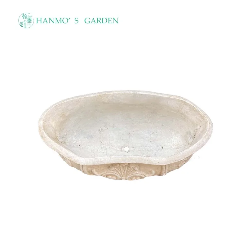 Garden, cast iron floral flat pot