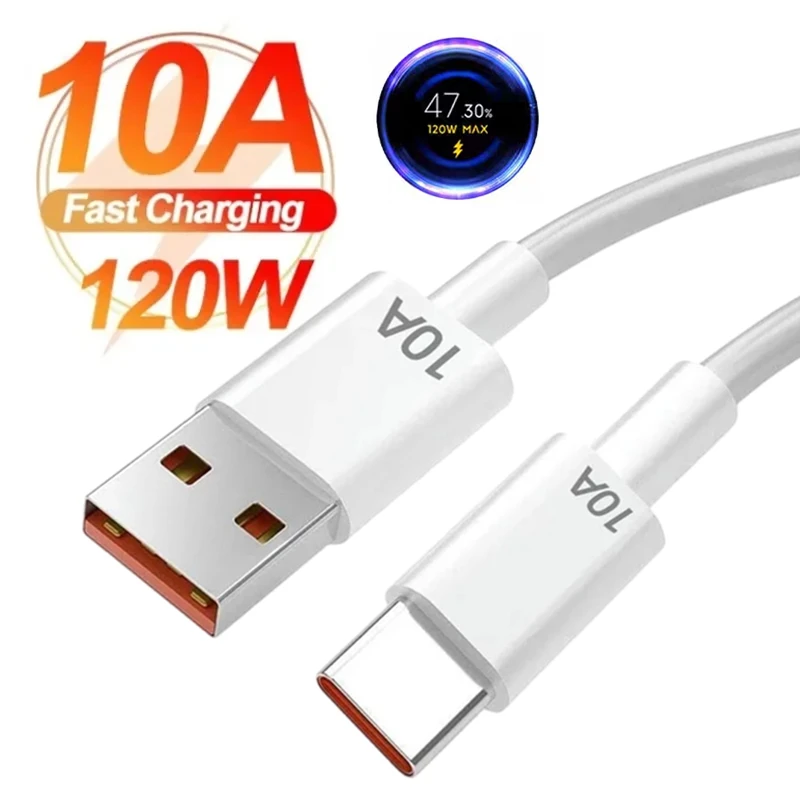 10A 120W Super Fast Charge Type C USB Cable for Huawei Mate 60 Nova 10 Honor 90 Xiaomi Redmi POCO Realme iQOO USB C Charger Cord