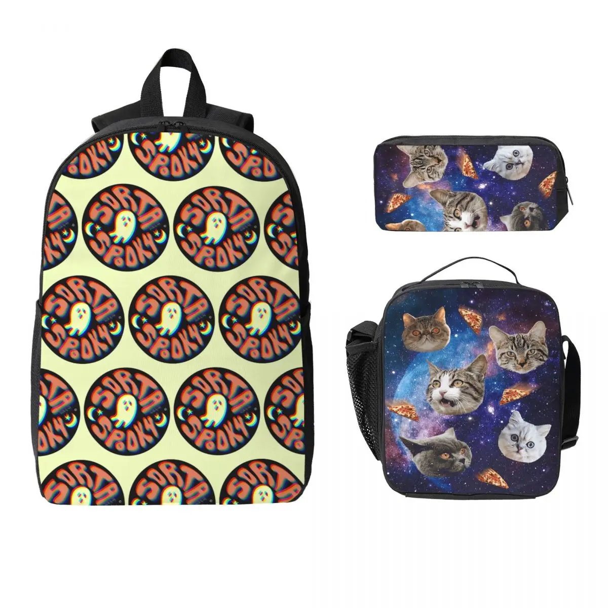 

Sorta Spooky 3D Backpack Student Boys Girls BookBag School Bag Laptop Shoulder Bags 3ps Insulated Lunch Bag Pencil Case