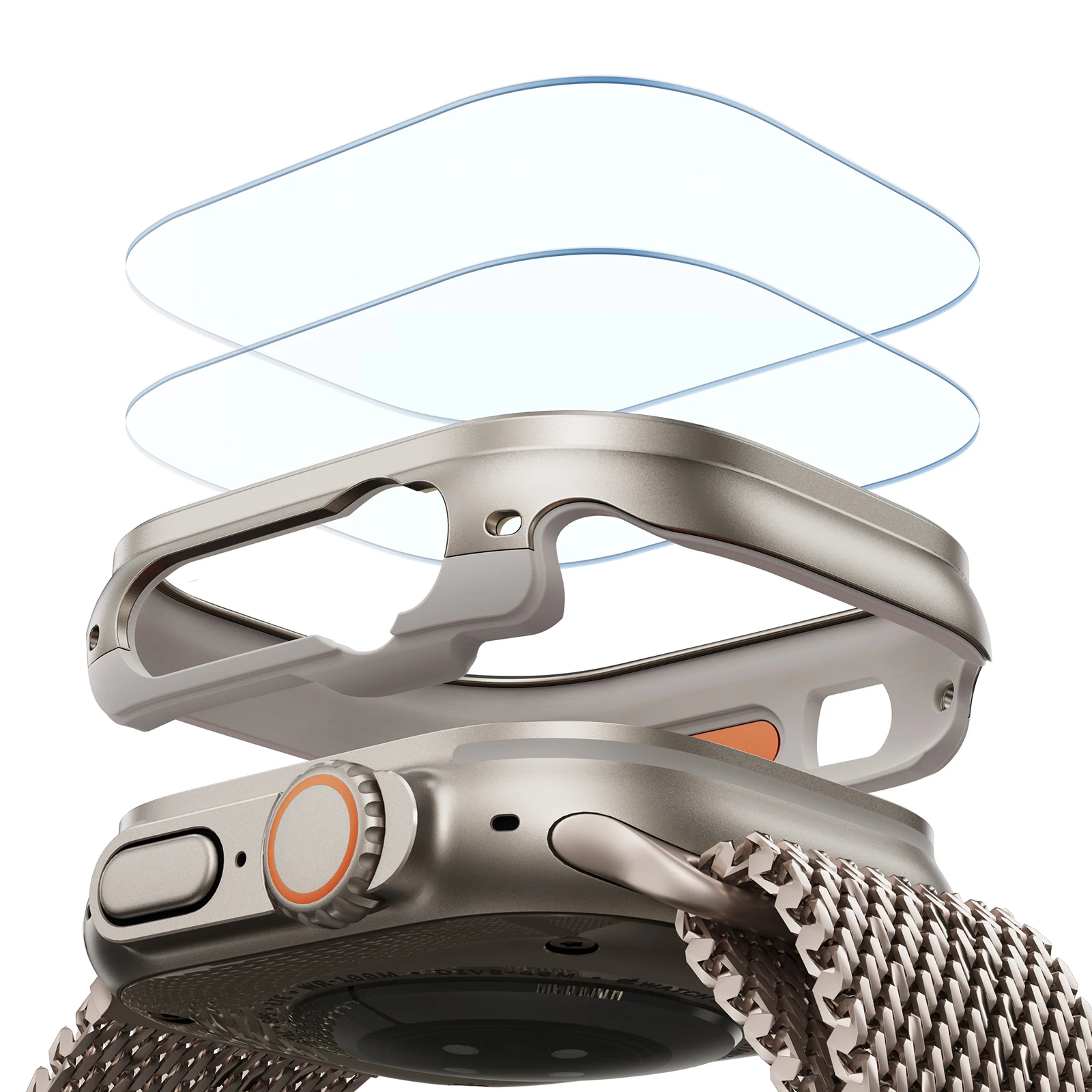 ESR Apple Watch Ultra 4/3/2/Ultra (2026/2025/2024/2023/2022) – obudowa z aluminium o średnicy 49 mm wraz z zestawem 2 sztuk ochronnych szybek Armorite. — zdjęcie produktu 7