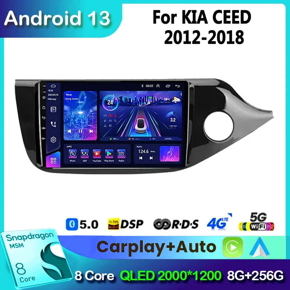 

for Kia Ceed Cee'd 2 JD 2012-2018 Android 13 Car Radio Multimidia Video Player Navigation GPS Carplay Audio Head Unit 2 Din 4G