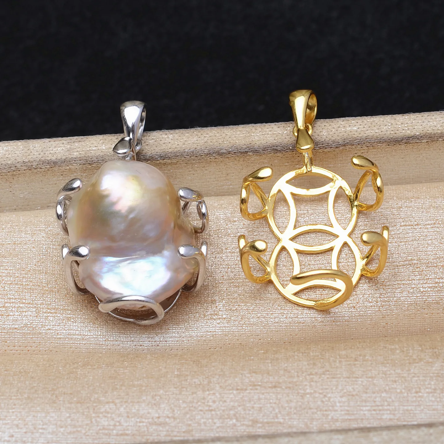 Wholesale 925 Sterling Silver Pendant Mounts Base Findings Settings Mountings Jewelry Fittings for 20-25mm Pearls 3pcs/lot