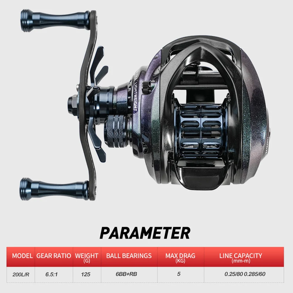 Imagem -05 - Ultra Light Fishing Reel com Rolamentos Cerâmicos Baitcasting Reel 5kg Drag Casting Reel Apenas 125g Bfs 6.5:1